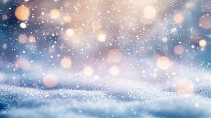 Fototapeta premium Sparkling Snowfall with Blurred Lights in the Background