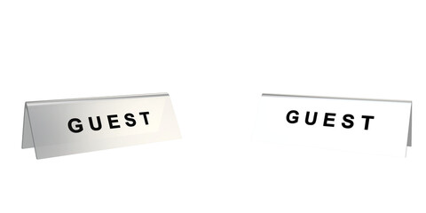 GUEST Name plate or tag on table
