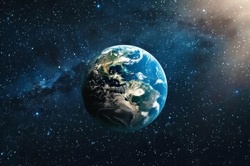 Fototapeta premium Aweinspiring 3d render imagery of majestic earth from space. Capturing the beauty of our planet in the vastness of the cosmos with stars and galaxies