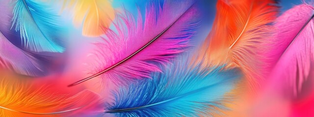 Obraz premium colorful feather background. feather for creative banner.