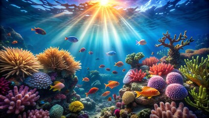 Obraz premium Ethereal Coral Reef Symphony AI Generated