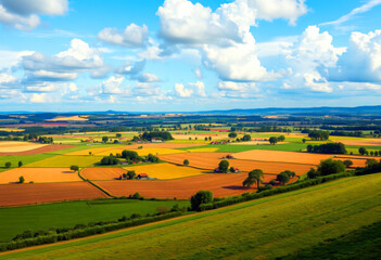Fototapeta premium Idyllic Countryside with Detailed Farmlands