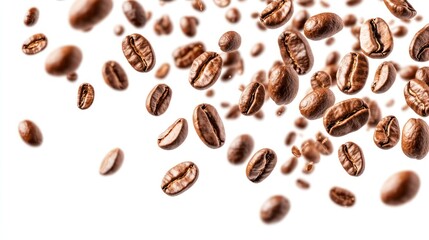Obraz premium Close-up coffee Splash with Coffee Beans Isolated on White Background