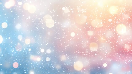 Abstract Winter Background with Soft Lights and Snowflakes
