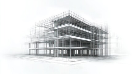 Digital construction site sketch. Building 3D Printing