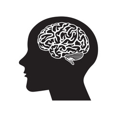 vector flat icon of brain inside head
