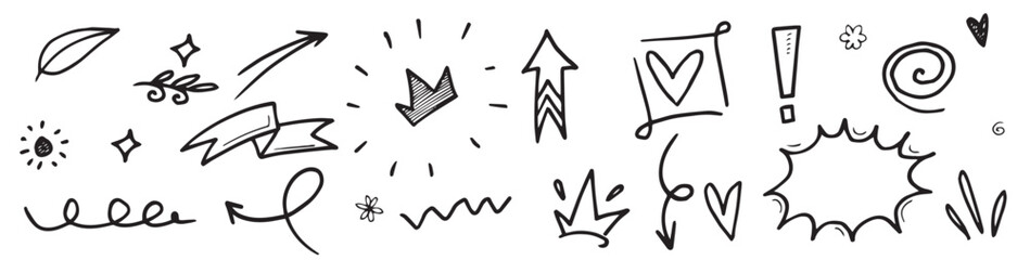 abstract arrows ribbons fireworks hearts lightninglove leaf stars cone crowns other elements hand.