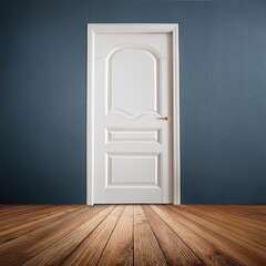 Empty room with wooden floor and white door