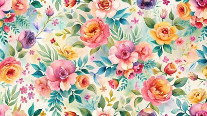 Rucksack A vibrant and ethereal seamless pattern featuring abstract watercolor floral elements, perfect for adding a t  AI Generated