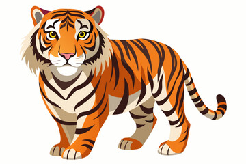 Obraz premium Illustration of a Standing Tiger with Black Stripes