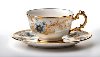 Elegant Teacup and Saucer  isolated on a white background