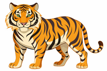Obraz premium A Cartoon Illustration of a Standing Tiger with Black Stripes