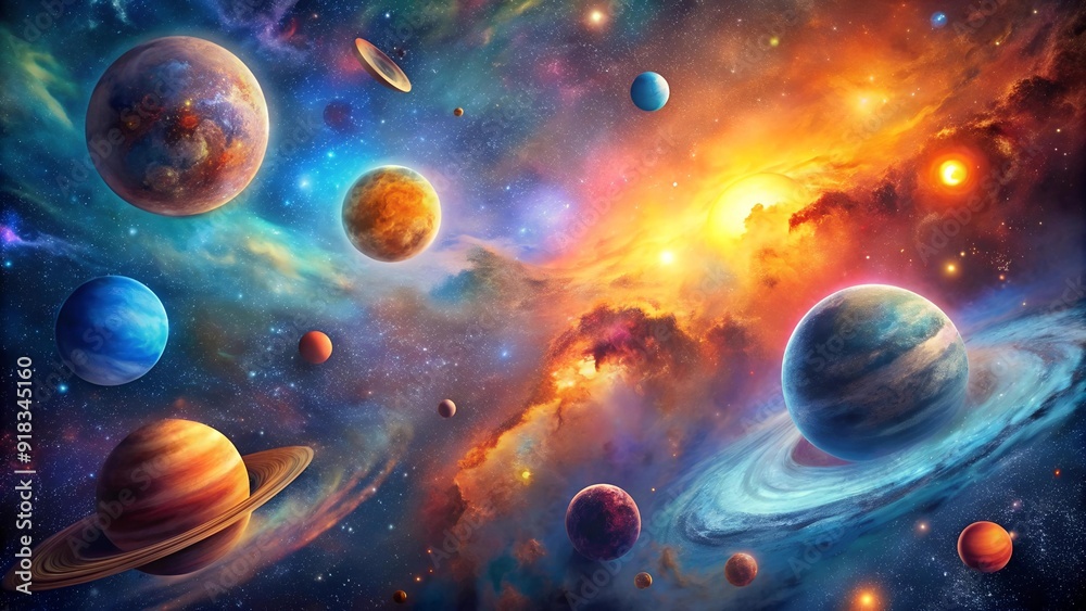 Wall mural celestial tapestry: a cosmic symphony of color and form generative ai