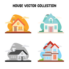 house vector premium flat style set of four in different colors illustration.eps