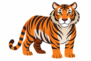 Fototapeta premium Cartoon Illustration of a Standing Tiger with Orange and Black Stripes
