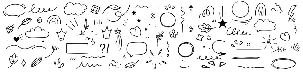 Cute Doodle pen line elements