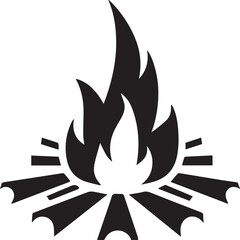 Camp fire silhouettes vector illustration
