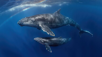 Naklejka premium humback whale under the water 