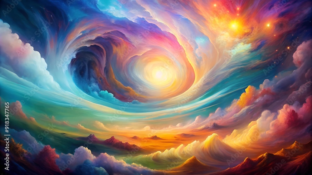 Wall mural a tapestry of dreamscapes: an ethereal canvas of shifting colors and abstract forms ai generated