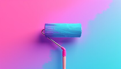 Minimalist 3D paint roller brush icon isolated against a clean background, embodying creativity