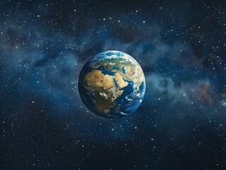 Fototapeta premium Planet Earth depicted in stunning detail, suspended in the boundless void of space, highlighting the diversity of landscapes ,our blue planet in the galaxy, africa continent