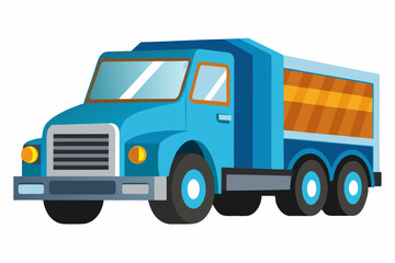 Cartoon Illustration of a Blue Delivery Truck