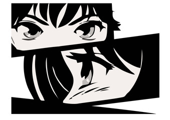 black and cartoon illustration anime 