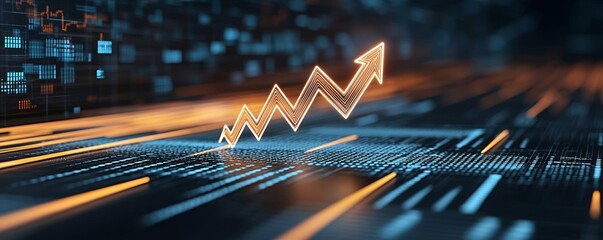 Financial growth arrow, Generative AI, sleek design illustrating profit increase and economic progress