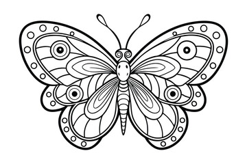 Butterfly Coloring Page Vector Illustration.