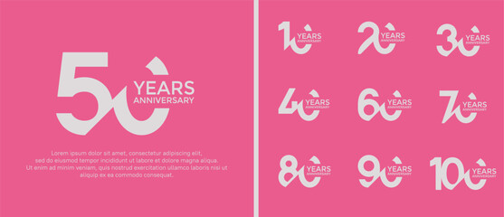 anniversary logo style set, white color with slash can be use for celebration moment