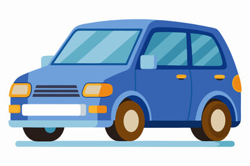 Blue Car with Yellow Lights and Door Handles