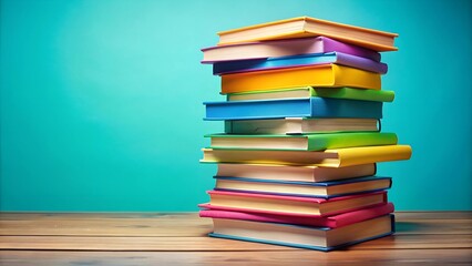 Fototapeta premium A Colorful Stack of Literature Books Generative AI