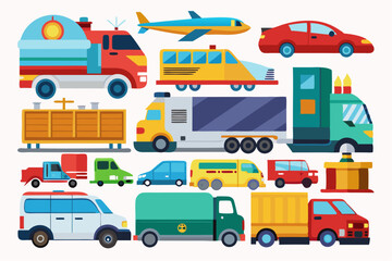 Colorful Cartoon Vehicles Collection