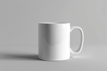 Obraz premium Simple white coffee mug ready for branding with neutral backdrop