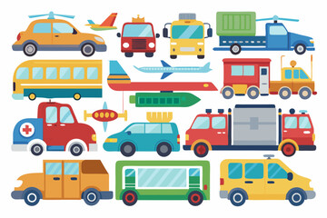A Collection of Colorful Cartoon Vehicles