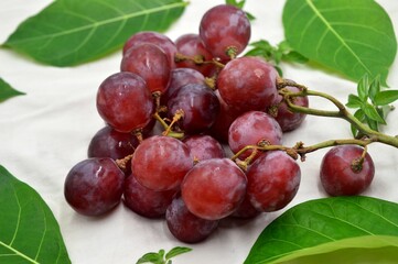 grapes on a green leaf