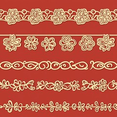 Fototapeta premium Set of Vintage Floral Borders and Frames for Design and Decoration