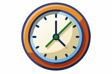 Cartoon Illustration of a Round Wall Clock with Green Hands