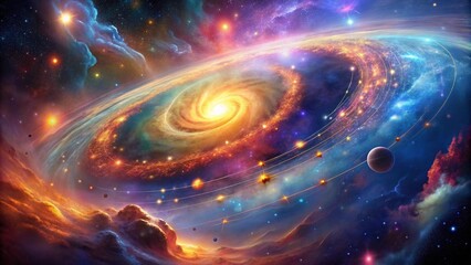 Obraz premium Celestial Symphony: A Cosmic Backdrop for a Dreamlike Performance Generative AI