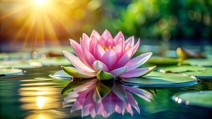 The Delicate Bloom of a Pink Water Lily  AI Generated