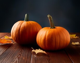 Pumpkins on dark table