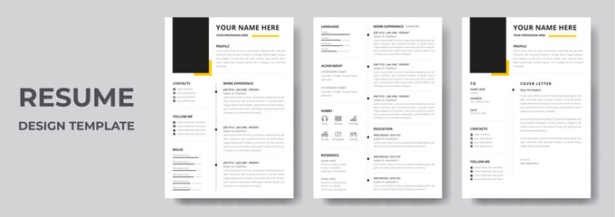 Clean Modern Resume and Cover Letter Layout Vector Template for Business Job Applications, Minimalist resume cv template, Resume design template, cv design, multipurpose resume design