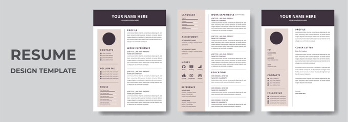 Clean Modern Resume and Cover Letter Layout Vector Template for Business Job Applications, Minimalist resume cv template, Resume design template, cv design, multipurpose resume design