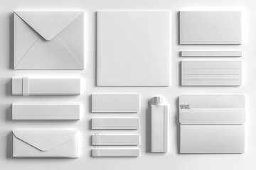 Realistic blank stationery set mockup isolated created with generative ai
