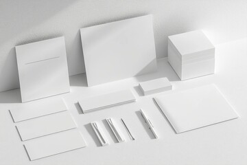 Fototapeta premium Realistic blank stationery set mockup isolated created with generative ai