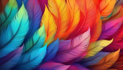 Vibrant abstract feather texture with rainbow colors © Abele