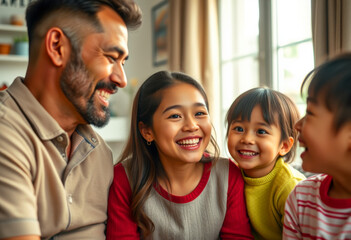 Joyful Family with Detailed Home Environment