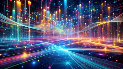 A mesmerizing visualization of cyberspace, where data streams intertwine like threads in a vibrant tapest  AI Generated