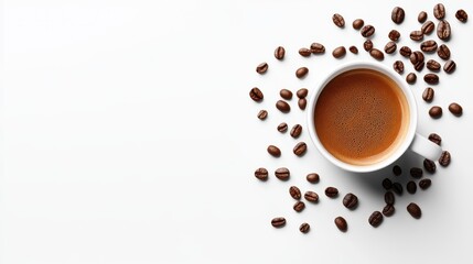 Obraz premium Cupping coffee, realistic detailed, empty white background