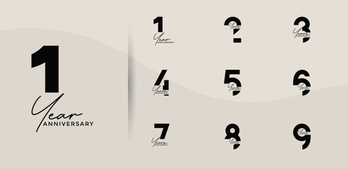 anniversary logo style set with black color can be use for celebration moment